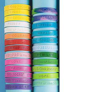 RELIGIOUS SAYINGS SOFT SILICONE RUBBER COLORFUL BANGLE BRACELET 