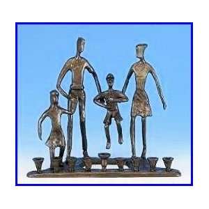 Contemporary Artistic Menorah Family Fine Copper Bronze Sculpture