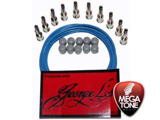 New George Ls Pedalboard Effects Cable Kit in Blue with Gray Stress 