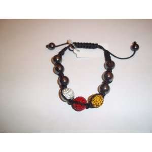 Onyx Tone Shamballa Bracelet with Agage Toned Faux Pearl and Adorned 