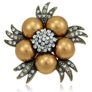  Flower Gold Pearl SWAROVSKI CRYSTALS Fashion Brooch And Pins Jewelry