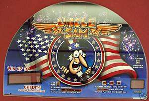 UNCLE SAM~ IGT TOP (ARCHED) SLOT MACHINE SCREENED GLASS  