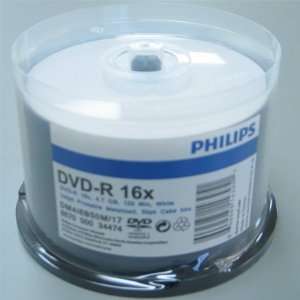  PHILIPS DVD R 16x 4.7gb white inkjet printable spindle 100pk # DVD 