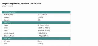 3TB Seagate Expansion USB 3.0 2.0 External Hard Drive  