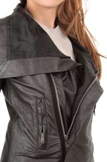 RICK OWENS woman leather Biker Jacket RO 1718 LPE New sz 44 ita / 10 