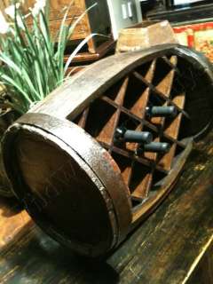 VINTAGE BARN STYLE Wine Barrel WINE RACK Oak Wood Rustic Holder 
