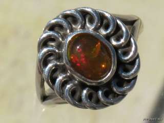 MEXICAN 925 STERLING SILVER & JELLY FIRE OPAL RING  