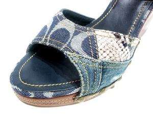   Lynda Sandals Shoes Heels Wedge Pumps Slingback 8.5 39 Denim Leather