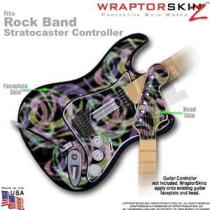 Neon Swoosh on Black WraptorSkinz Skin fits Rock Band Stratocaster 