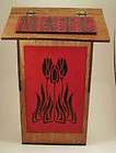 Wooden Mailbox with Red Art Nouveau Tulip Design