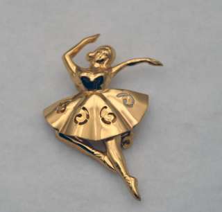 Pretty Coro Gold Tone Ballerina Pin  