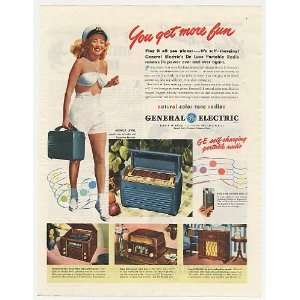   1947 Monica Lewis GE De Luxe Portable Radio Print Ad