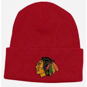  CHICAGO BLACKHAWKS NHL CUFFED Knit Beanie Hat YOUTH RED   By REEBOK 