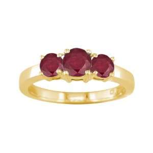 CT 3 Stone Ruby Ring 14K Yellow Gold In Size 9 (Available In Sizes 