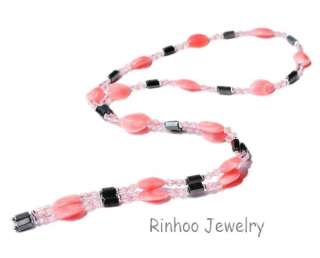 pink bead Magnetic Hematite Bracelet/Necklace W29527  