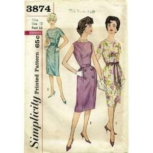  Simplicity 3874 Sewing Pattern Misses Sheath Dress Size 12 