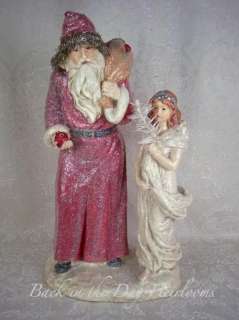 KD Vintage Nostalgic Prim Holiday Santa Angel Figurine  