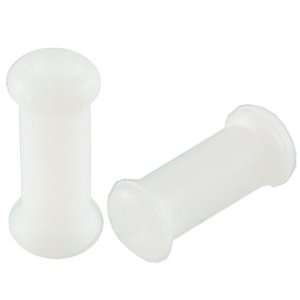 8GG 8G gauge 3mm   White Implant grade silicone Double Flared Flare 