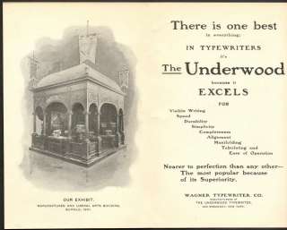 1901 PanAm Exposition Buffalo Underwood Typewriter card  