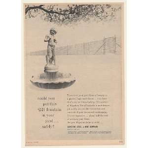 1961 Keystone Steel & Wire Fence Fountain in Yard Print Ad (49333 
