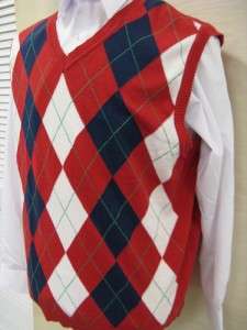 Mens New Light Weight Sweater Vest Argyle Design ESMX Red/Blue Style 