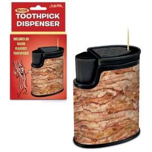  Bacon Flavored Toothpicks & Dispenser Novelty Gag Gift 