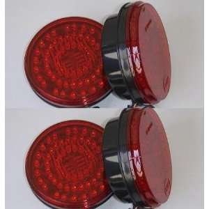   Round Truck Trailer Stop Turn Tail Led Lights Red 64 Led Automotive