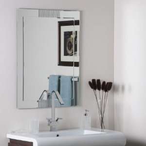     Large Frameless Wall Mirror, Etched Glass