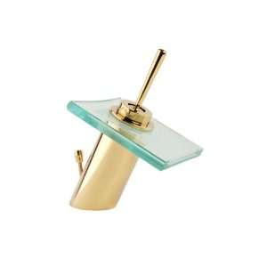 Fountain Cove Glass Waterfall Bathroom Sink Faucet, Polished Brass 