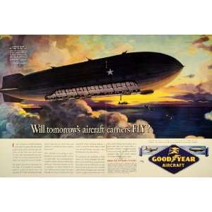  Ad Good Year Military Aircraft World War II Zeppelin Fighter Planes 